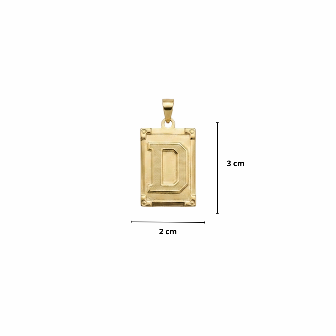 PINGENTE LETRA D NA CHAPA - BANHADO A OURO 18K