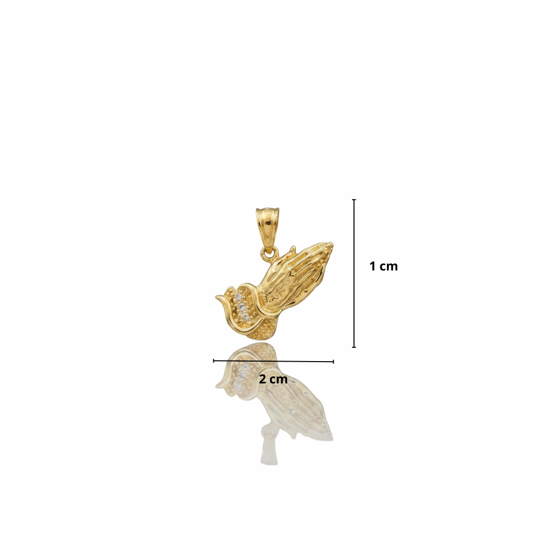 PINGENTE MÃOS DE FÉ CRAVEJADO PEQUENO - BANHADO A OURO 18K