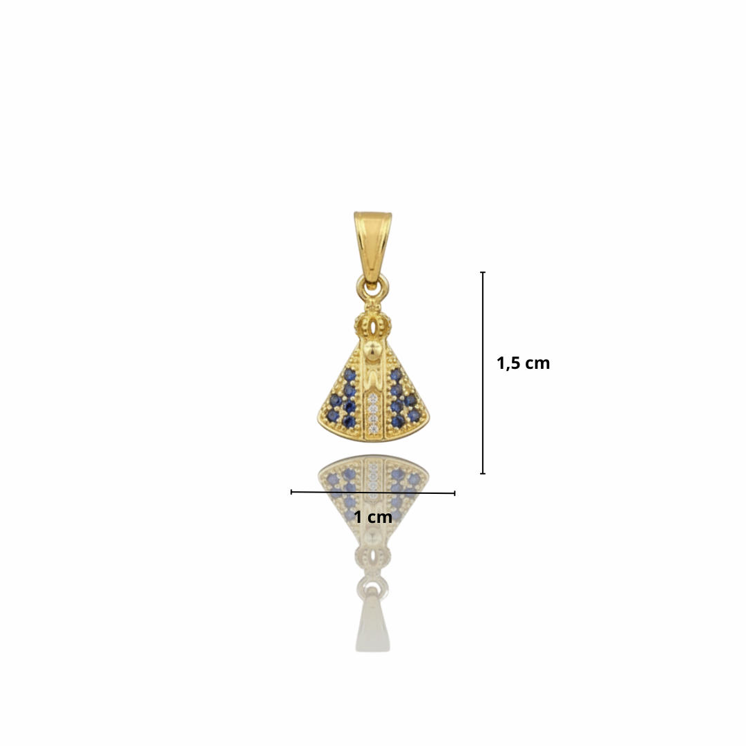 PINGENTE NOSSA SENHORA CRAVEJADO PEQUENO - BANHADO A OURO 18K