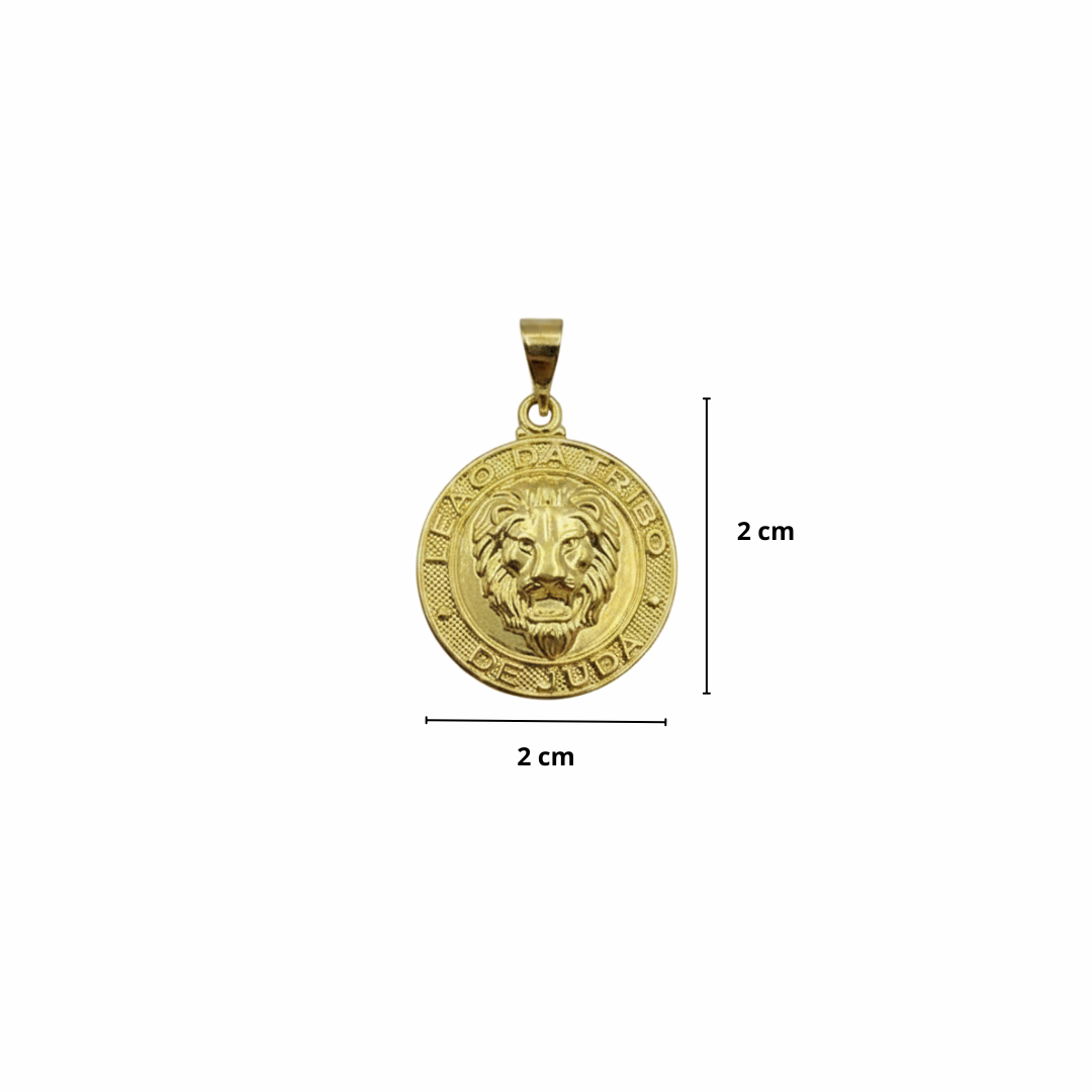PINGENTE MEDALHA LEÃO DA TRIBO DE JUDÁ - 2,5x2,5CM - BANHADO A OURO 18K