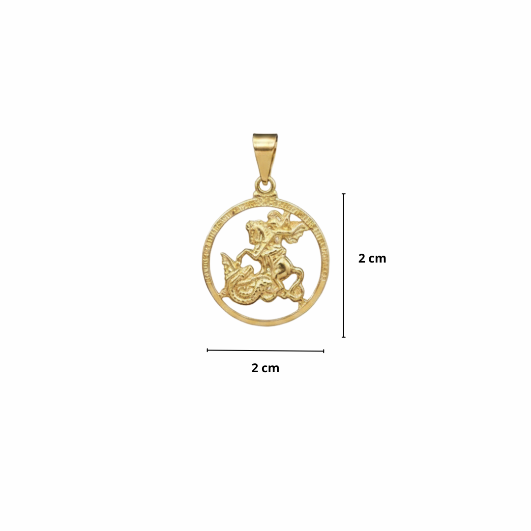 PINGENTE SÃO JORGE NO ARO COM ORAÇÃO P - BANHADO A OURO 18K