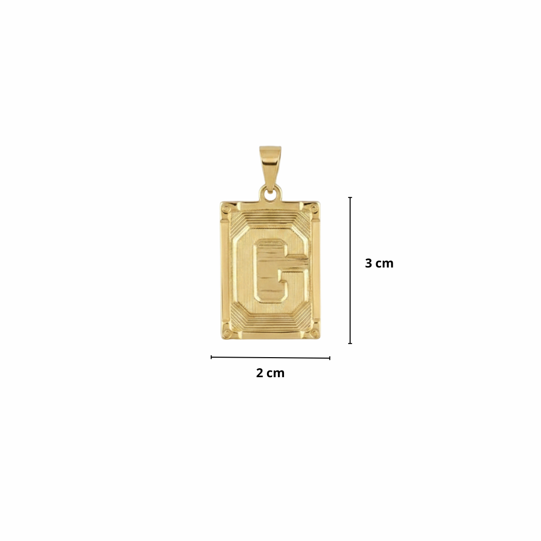 PINGENTE LETRA G NA CHAPA - BANHADO A OURO 18K