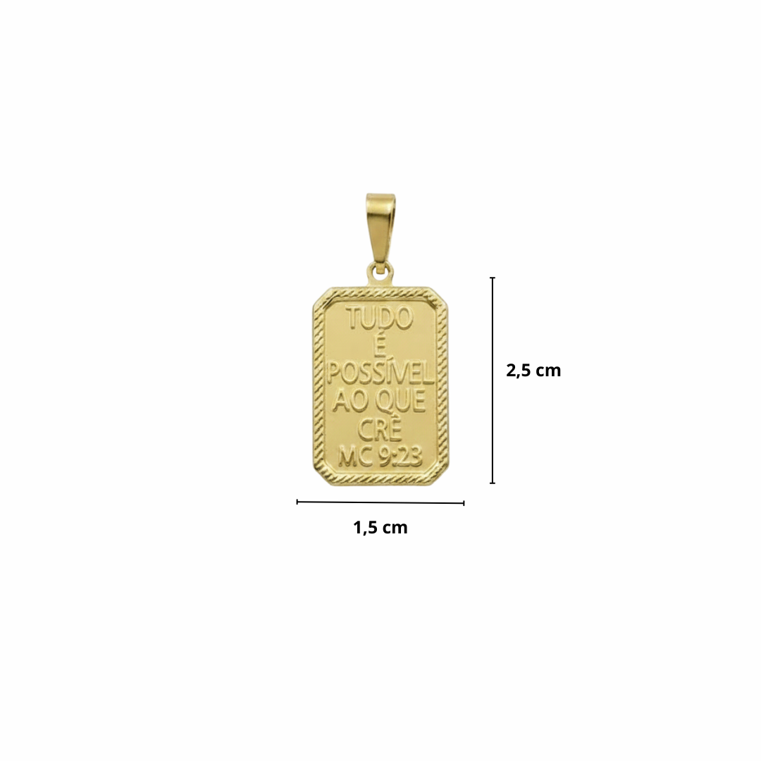 PINGENTE TUDO É POSSÍVEL - BANHADO A OURO 18K