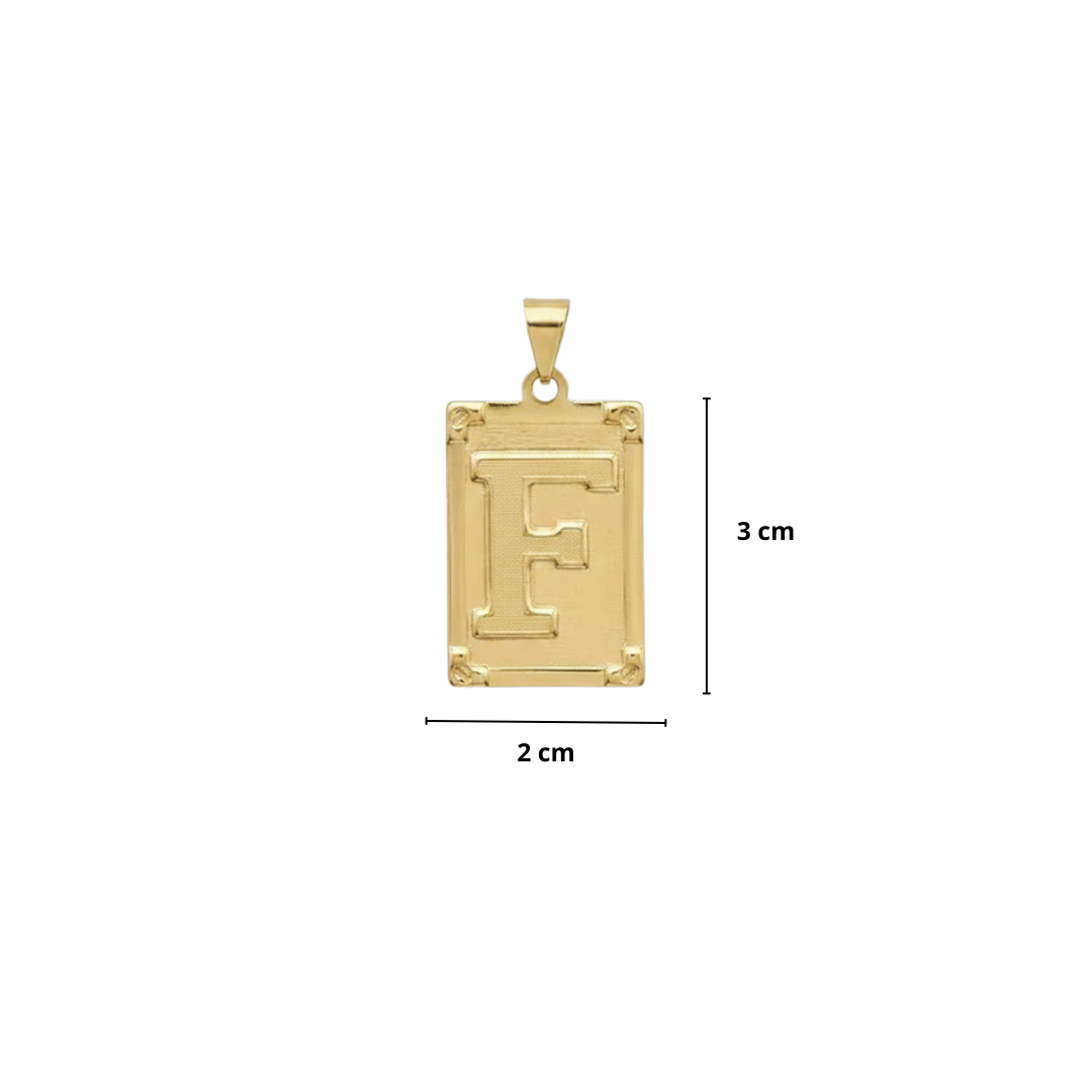 PINGENTE LETRA F NA CHAPA - BANHADO A OURO 18K