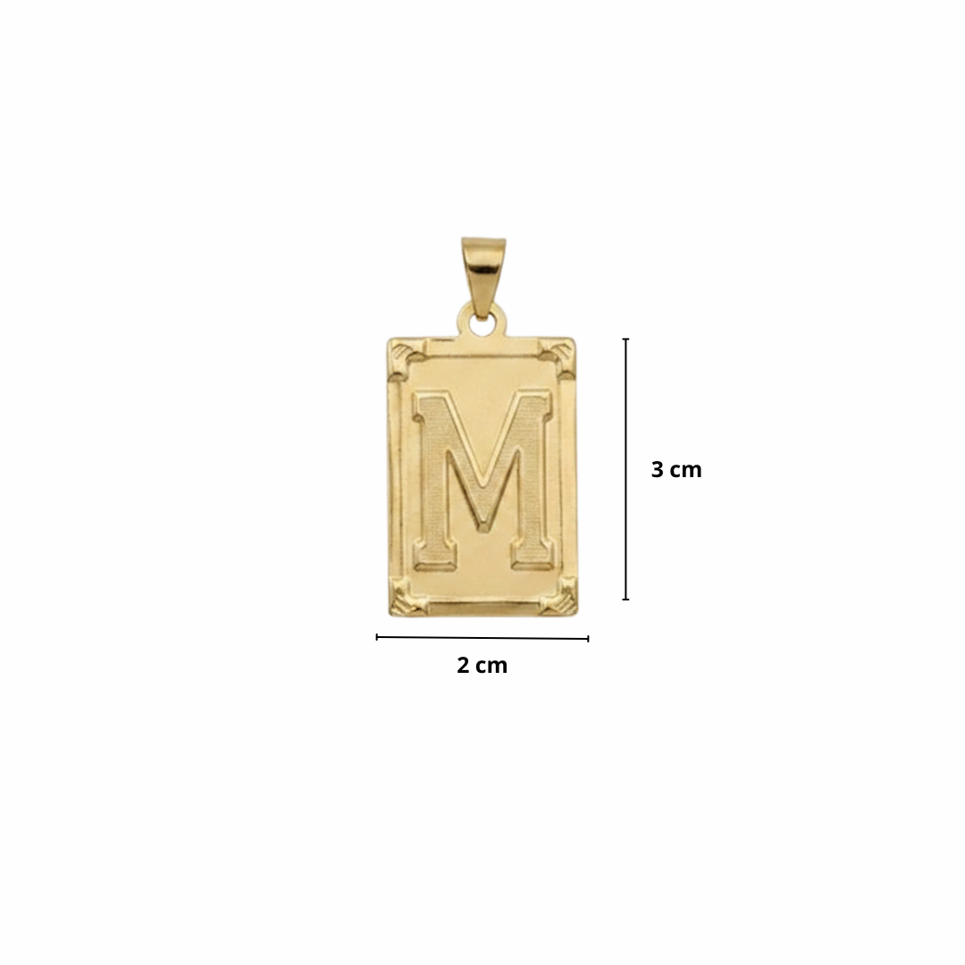 PINGENTE LETRA M NA CHAPA - BANHADO A OURO 18K