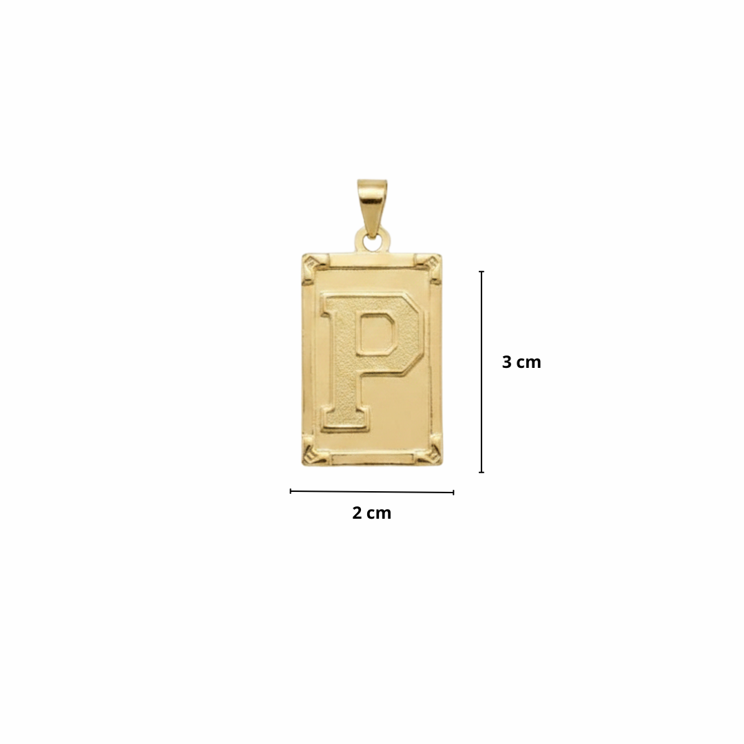 PINGENTE LETRA P NA CHAPA - BANHADO A OURO 18K