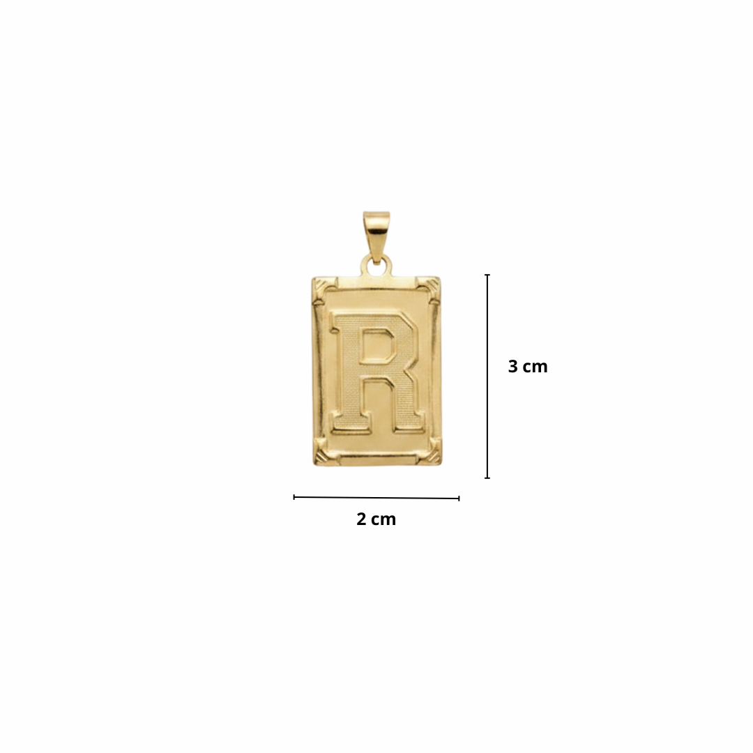 PINGENTE LETRA R NA CHAPA - BANHADO A OURO 18K