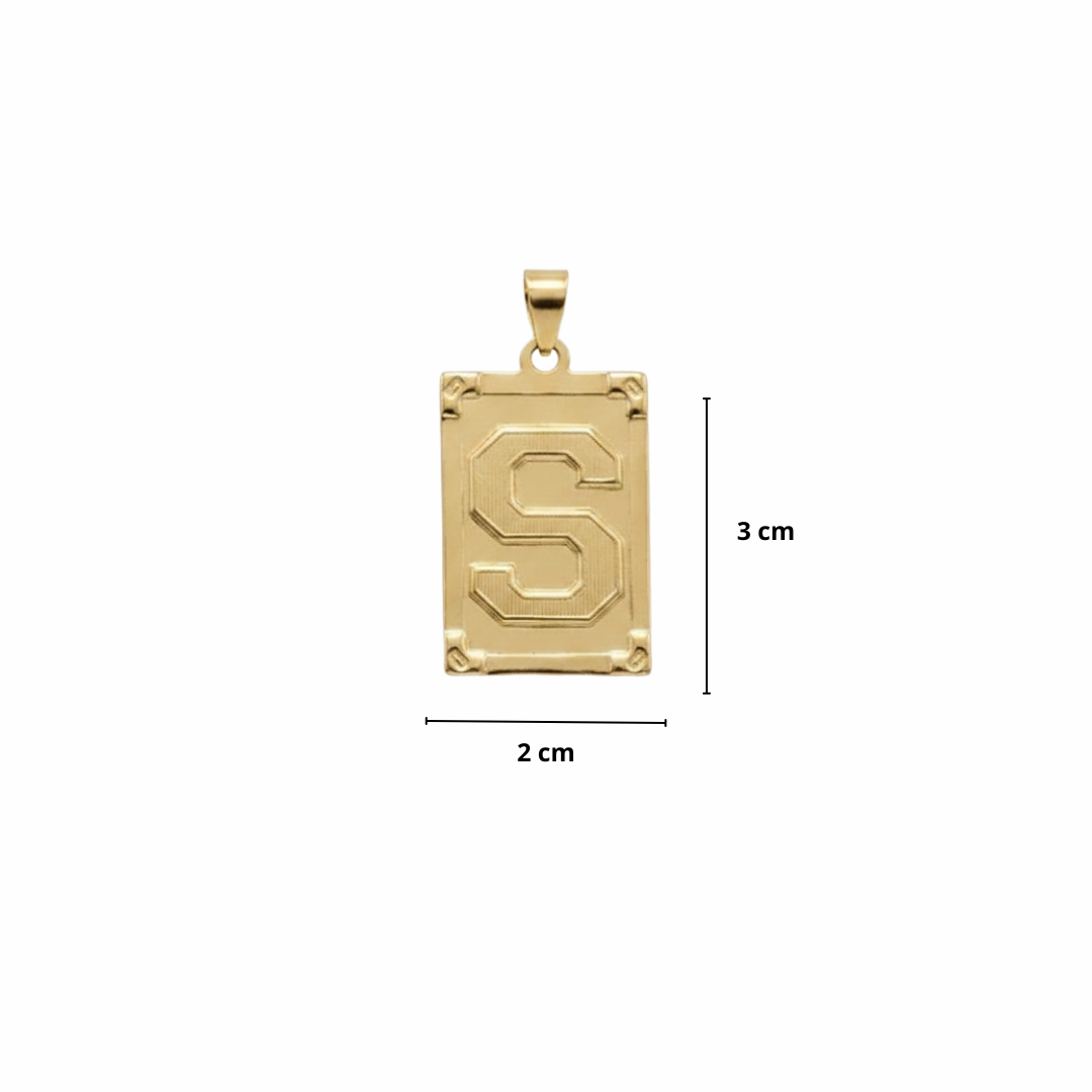 PINGENTE LETRA S NA CHAPA - BANHADO A OURO 18K