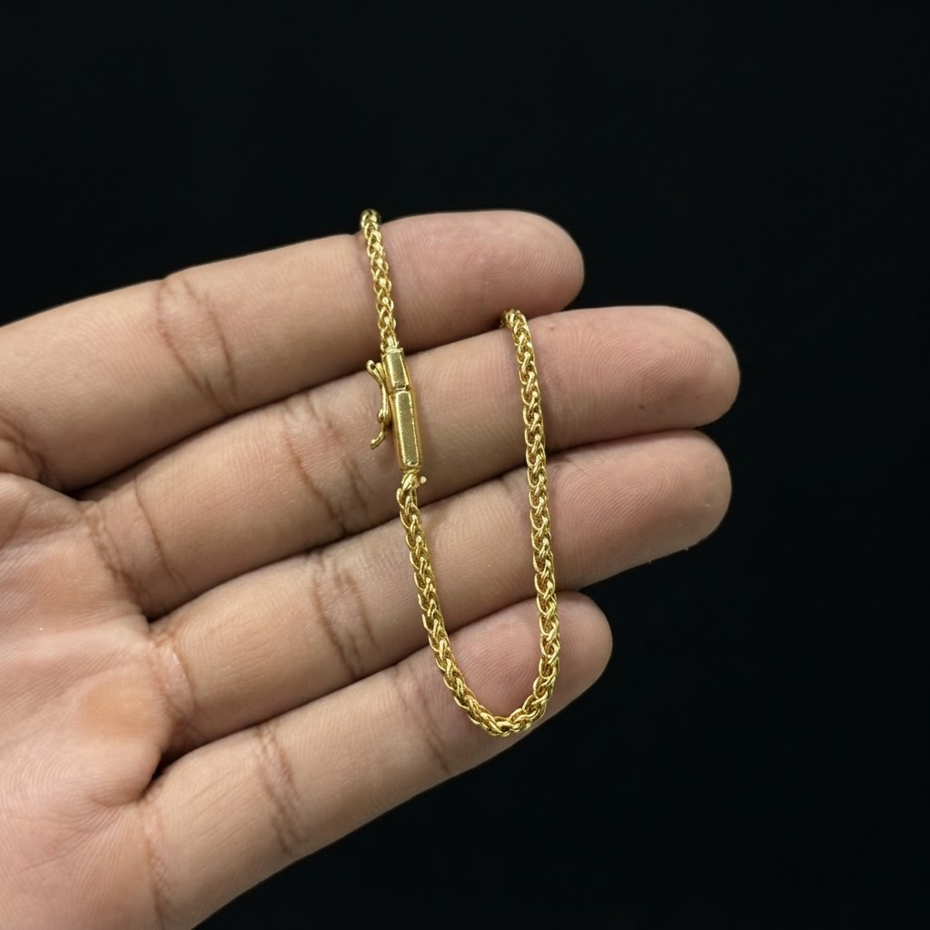 PULSEIRA PERUANA 3MM - 21CM (FECHO BOMBA) - BANHADO A OURO 18K