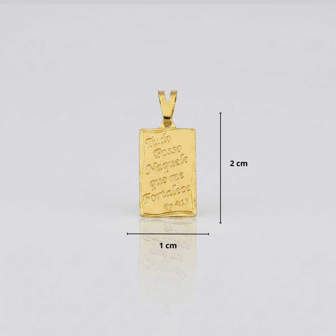 PINGENTE TUDO POSSO - BANHADO A OURO 18K