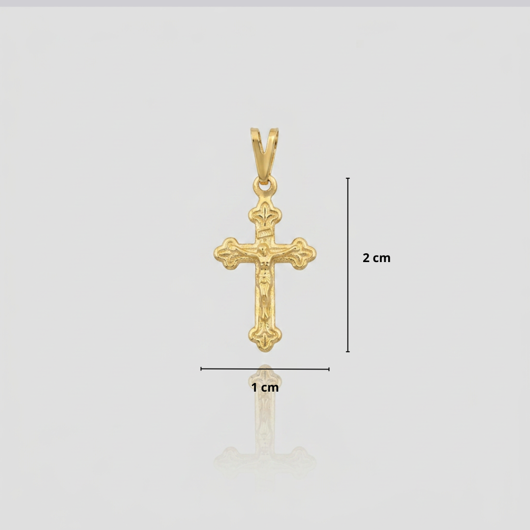 PINGENTE CRUZ DE 3 PONTAS COM CRISTO - BANHADO A OURO 18K
