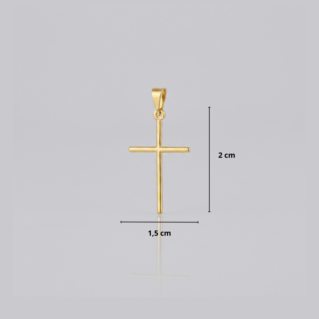 PINGENTE CRUZ PALITO PEQUENA - 2x1,5CM - BANHADO A OURO 18K