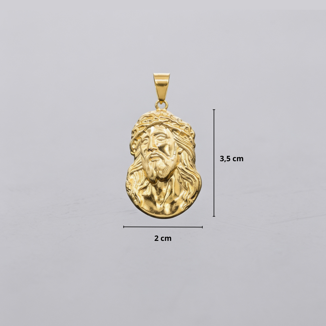 PINGENTE ROSTO DE CRISTO LATERAL - BANHADO A OURO 18K