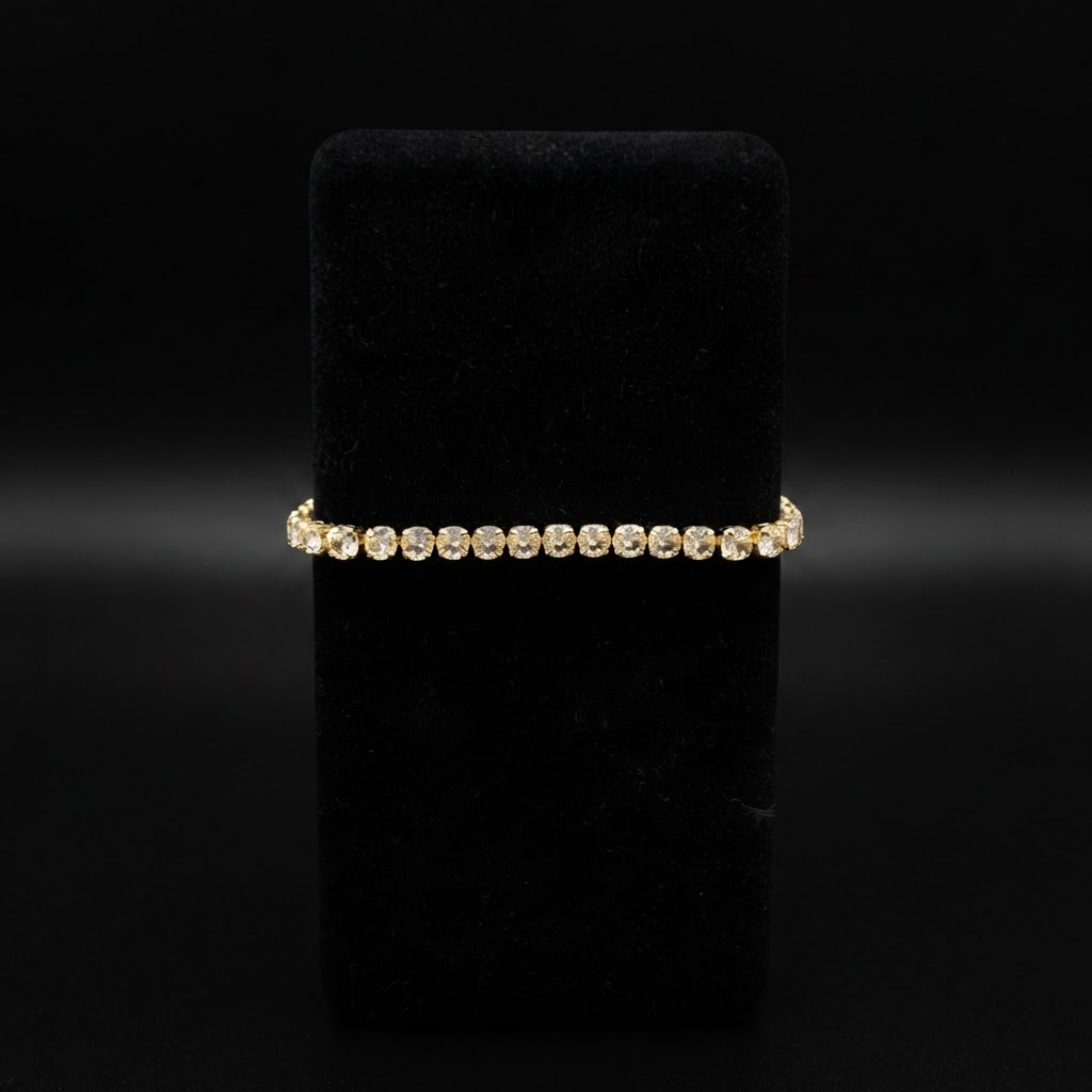 PULSEIRA RIVIERA BRANCA - 17CM - BANHADO A OURO 18K