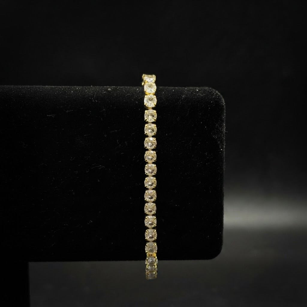 PULSEIRA RIVIERA BRANCA - 17CM - BANHADO A OURO 18K