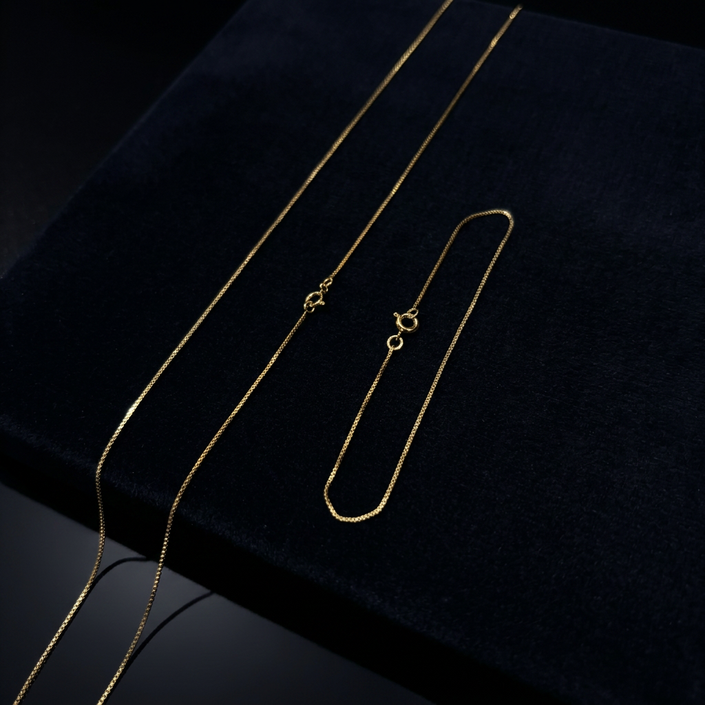CORRENTE VENEZINA 1MM - 70CM + PULSEIRA VENEZIANA 1MM - 21CM (FECHO BOIA) - BANHADO A OURO 18K