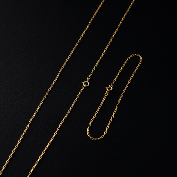 CORRENTE TIJOLINHO 1,5MM - 70CM + PULSEIRA TIJOLINHO 1,5MM - 21CM - (FECHO BOIA) BANHADO A OURO 18K
