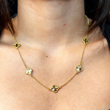 CORRENTE TREVO DOURADA - 55CM (FECHO ITALIANO) - BANHADO A OURO 18K
