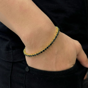 PULSEIRA RIVIERA PRETA - 21CM - BANHADO A OURO 18K