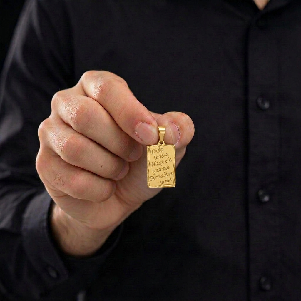 PINGENTE TUDO POSSO - BANHADO A OURO 18K