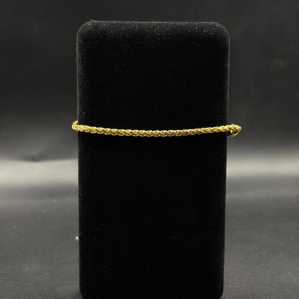 PULSEIRA PERUANA 3MM - 17CM  (FECHO BOMBA) - BANHADO A OURO 18K