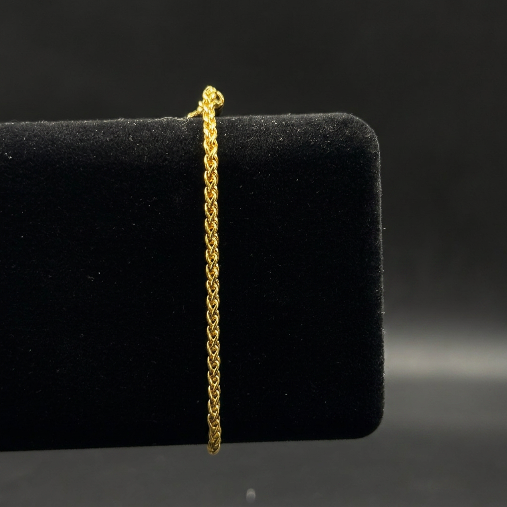 PULSEIRA PERUANA 3MM - 17CM  (FECHO BOMBA) - BANHADO A OURO 18K