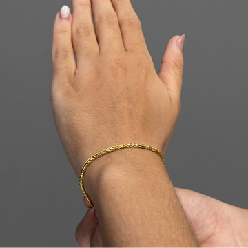 PULSEIRA PERUANA 3MM - 17CM  (FECHO BOMBA) - BANHADO A OURO 18K
