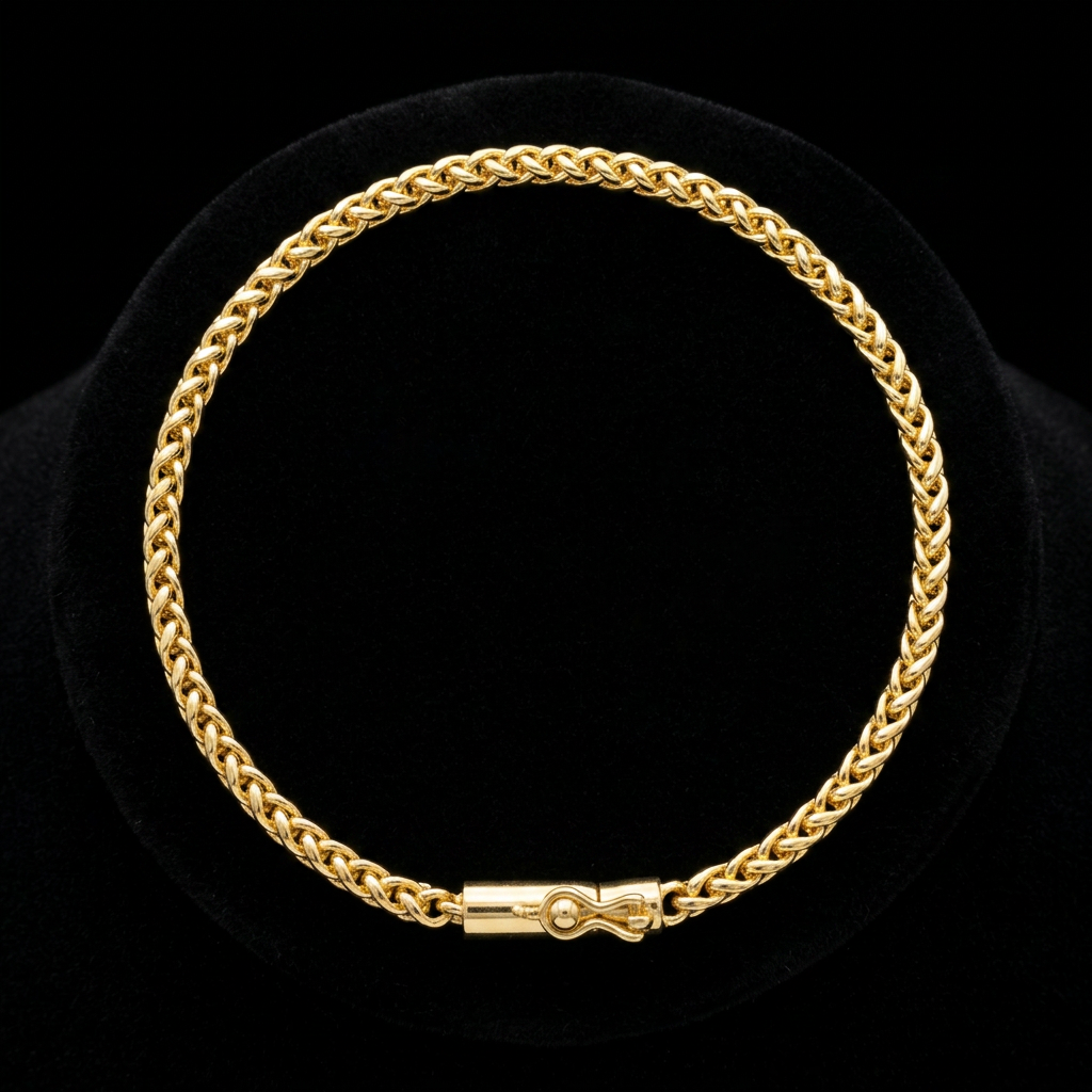 PULSEIRA PERUANA 3MM - 17CM  (FECHO BOMBA) - BANHADO A OURO 18K