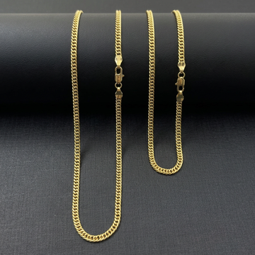 CORRENTE GRUMET 3MM - 70CM + PULSEIRA GRUMET 3MM - 21CM (FECHO ITALIANO) - BANHADO A OURO 18K