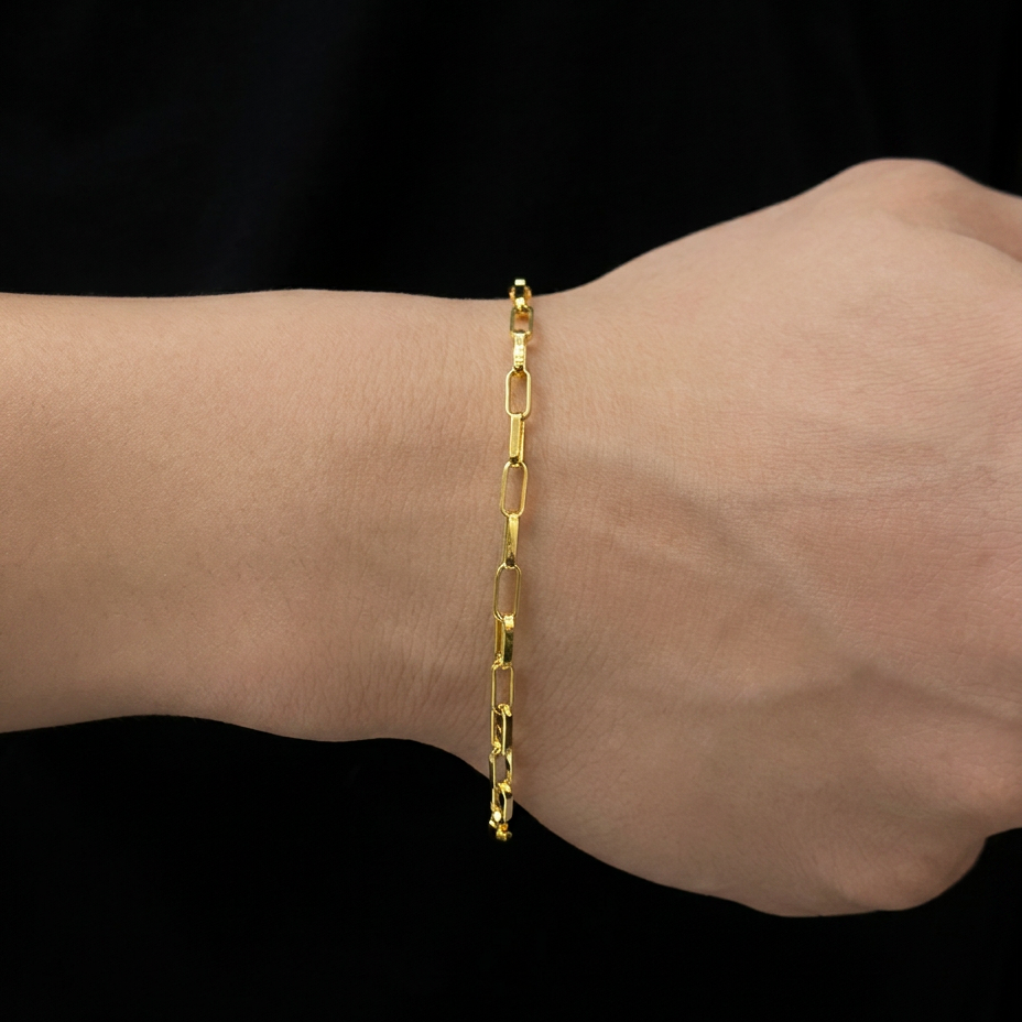 PULSEIRA TIJOLINHO 4MM - 21CM (FECHO BOMBA) - BANHADO A OURO 18K