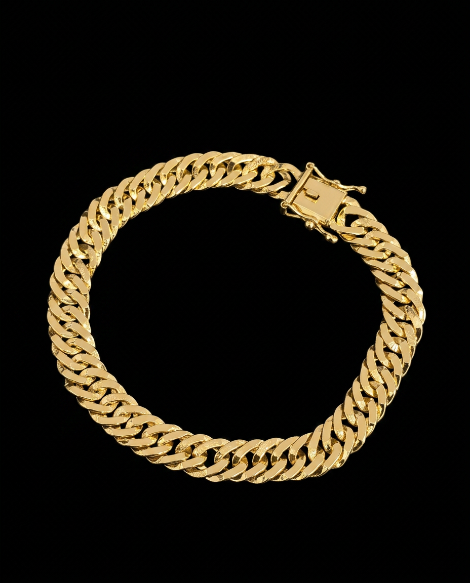 PULSEIRA GRUMET LAMINADA 7MM 21CM - BANHADO A OURO 18K