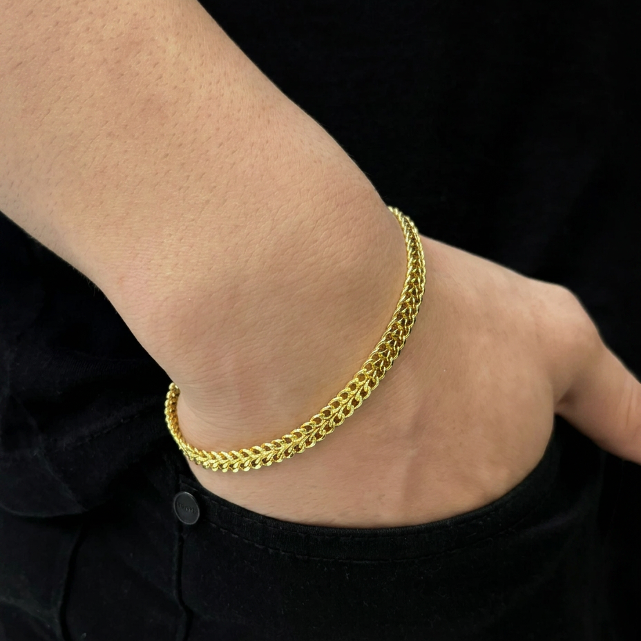 PULSEIRA IMPERADOR 6MM - 21CM (FECHO GAVETA) - BANHADO A OURO 18K