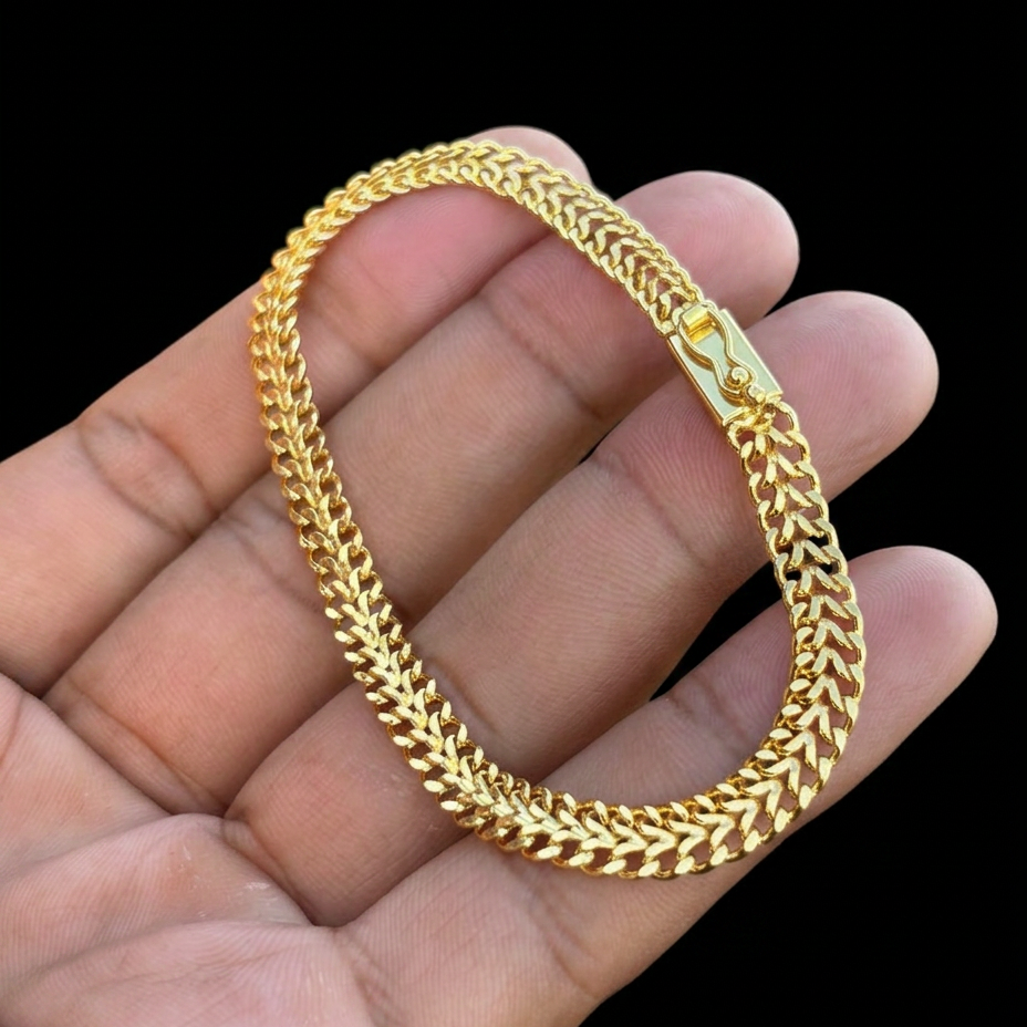 PULSEIRA IMPERADOR 6MM - 21CM (FECHO GAVETA) - BANHADO A OURO 18K