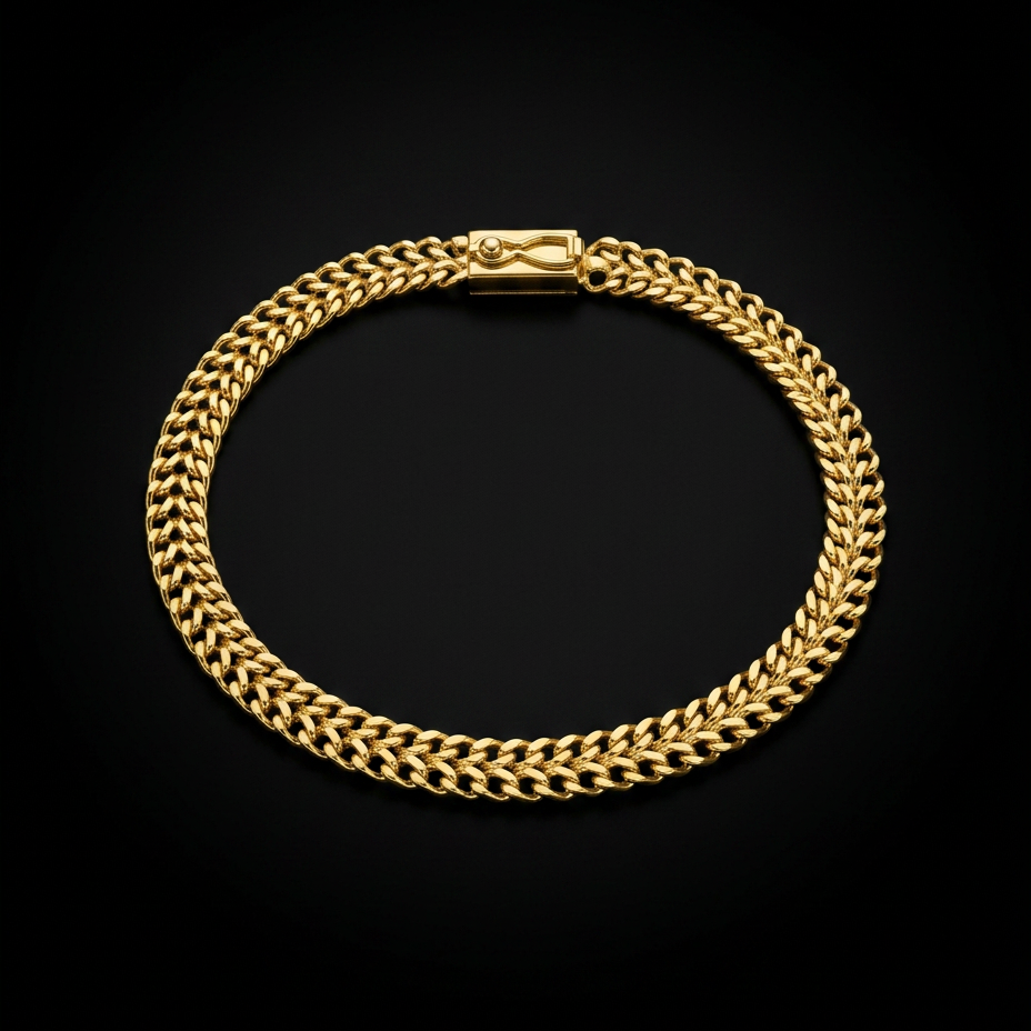PULSEIRA IMPERADOR 6MM - 21CM (FECHO GAVETA) - BANHADO A OURO 18K