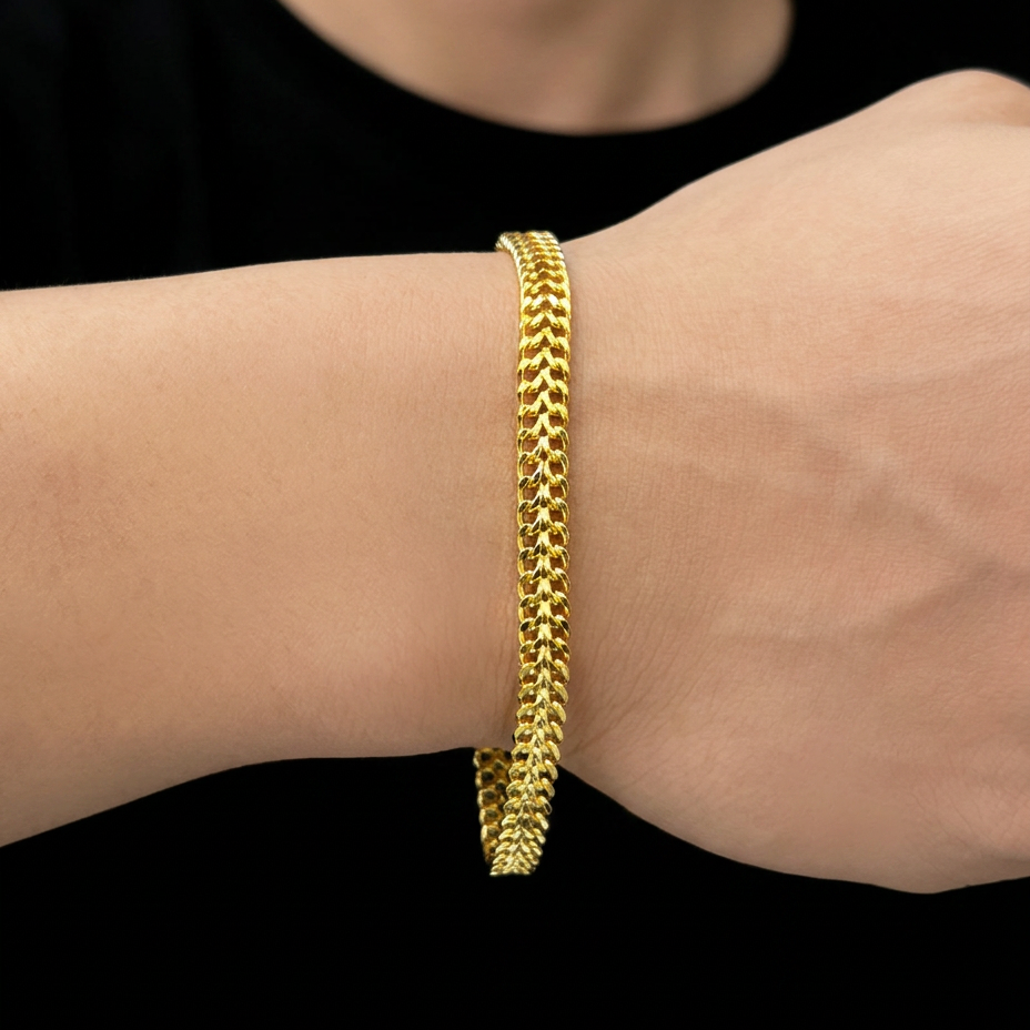 PULSEIRA IMPERADOR 6MM - 21CM (FECHO GAVETA) - BANHADO A OURO 18K