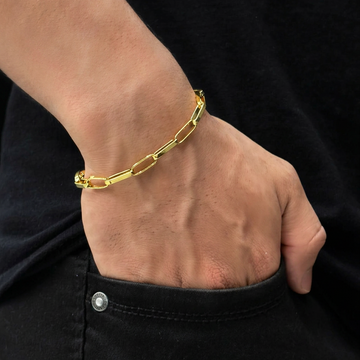 PULSEIRA TIJOLINHO LONG 5MM - 21CM - BANHADO A OURO 18K
