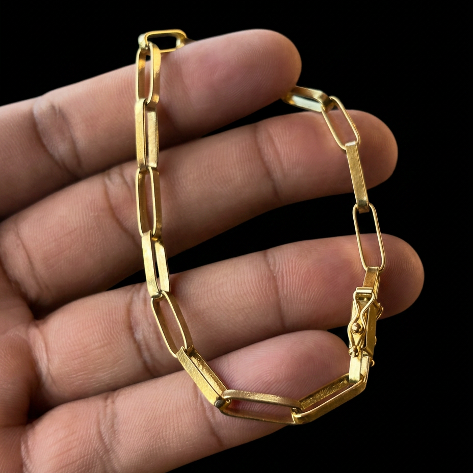 PULSEIRA TIJOLINHO LONG 5MM - 21CM - BANHADO A OURO 18K