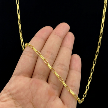 CORRENTE TIJOLINHO 4MM - 70CM (FECHO BOMBA) - BANHADO A OURO 18K