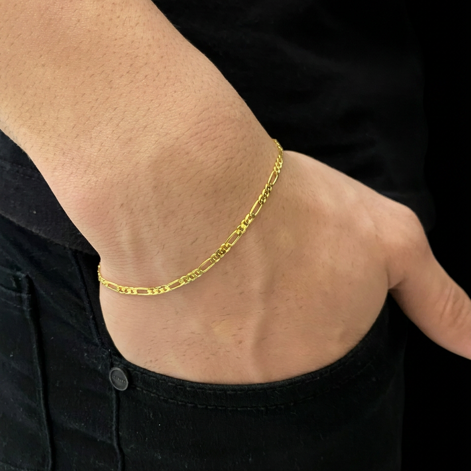 PULSEIRA 3X1 2MM - 21CM - BANHADO A OURO 18K