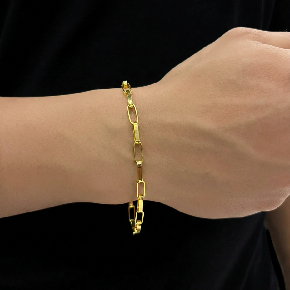 PULSEIRA TIJOLINHO 5MM - 21CM - BANHADO A OURO 18K