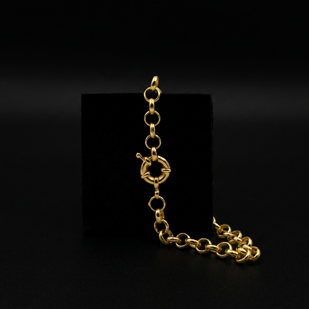 PULSEIRA ELO PORTUGUÊS 4MM - 21cm (AJUSTÁVEL) - BANHADO A OURO 18K