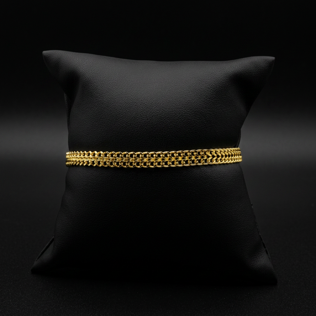 PULSEIRA IMPERADOR 6MM - 17CM (FECHO GAVETA) - BANHADO A OURO 18K