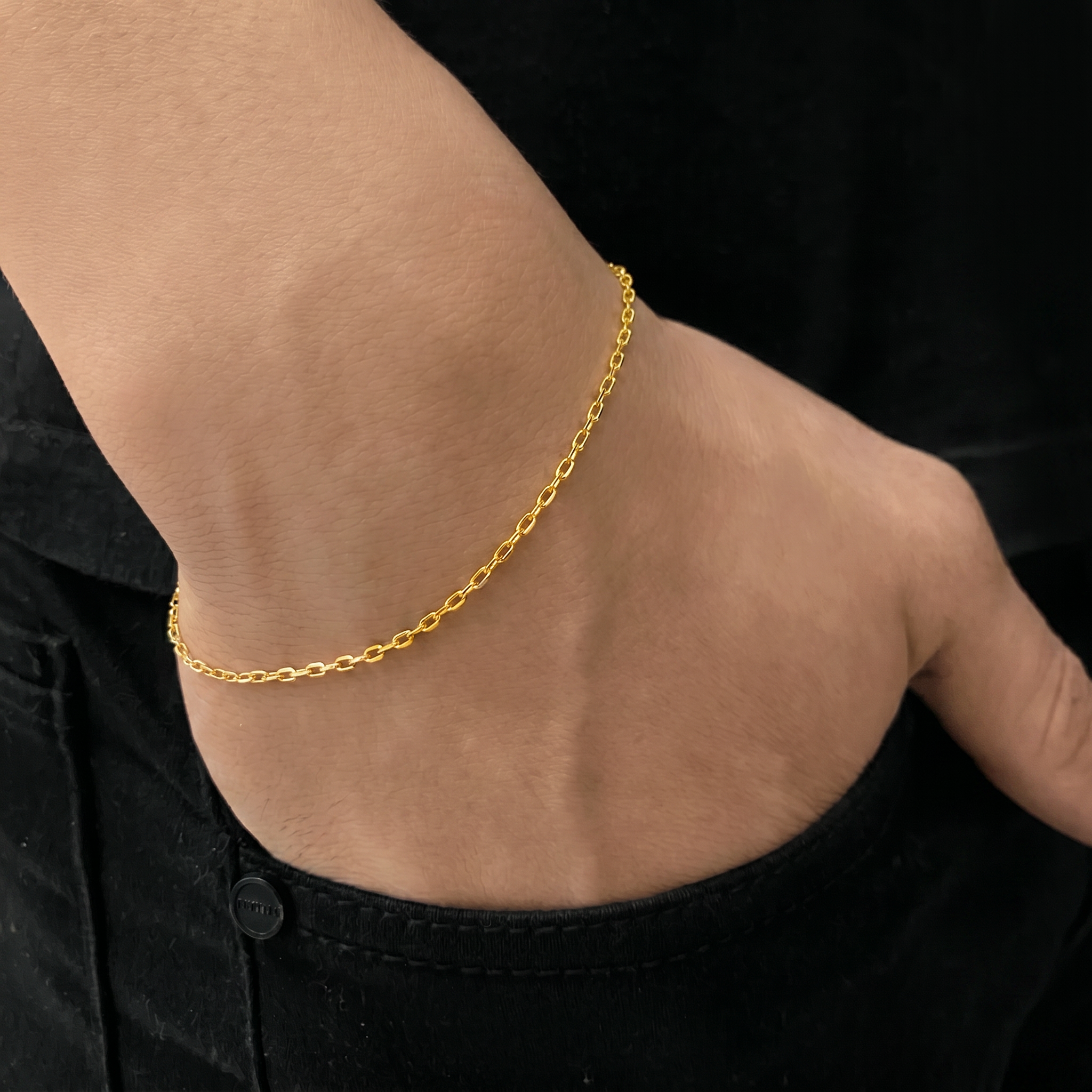 PULSEIRA CADEADO 2MM - 21CM - BANHADO A OURO 18K