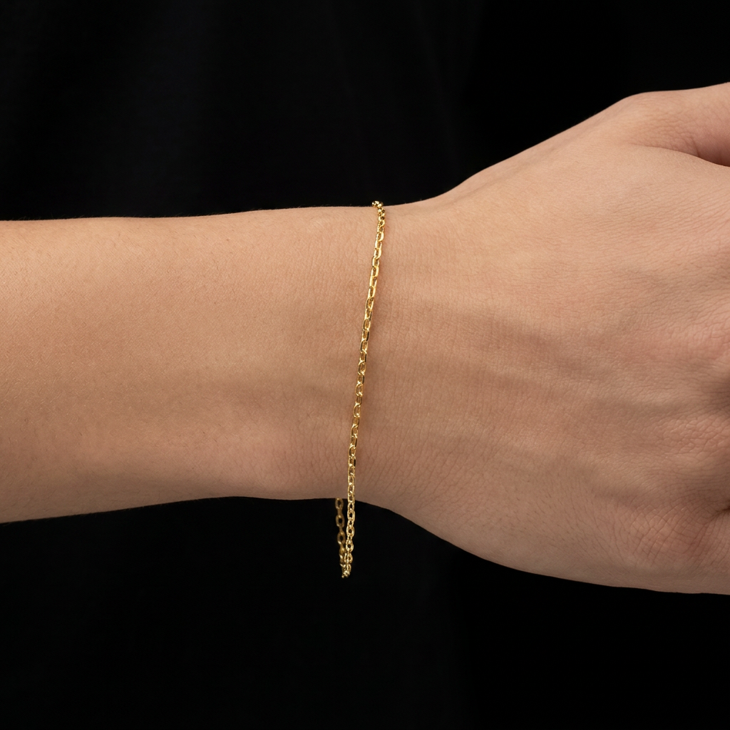 PULSEIRA CADEADO 2MM - 21CM - BANHADO A OURO 18K