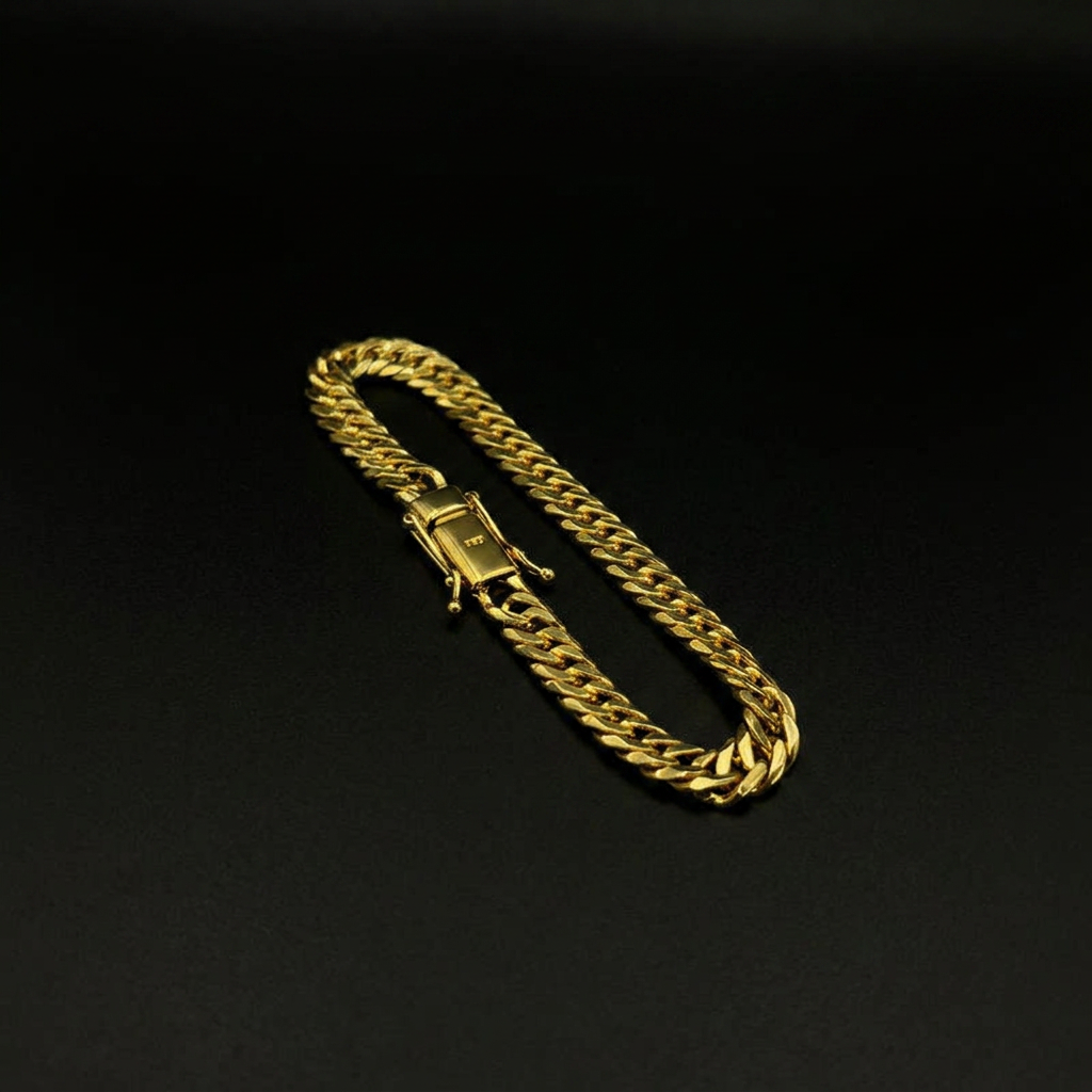 PULSEIRA GRUMET 6MM - 21CM (FECHO GAVETA) - BANHADO A OURO 18K