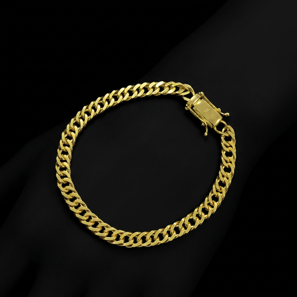 PULSEIRA GRUMET 6MM - 21CM (FECHO GAVETA) - BANHADO A OURO 18K