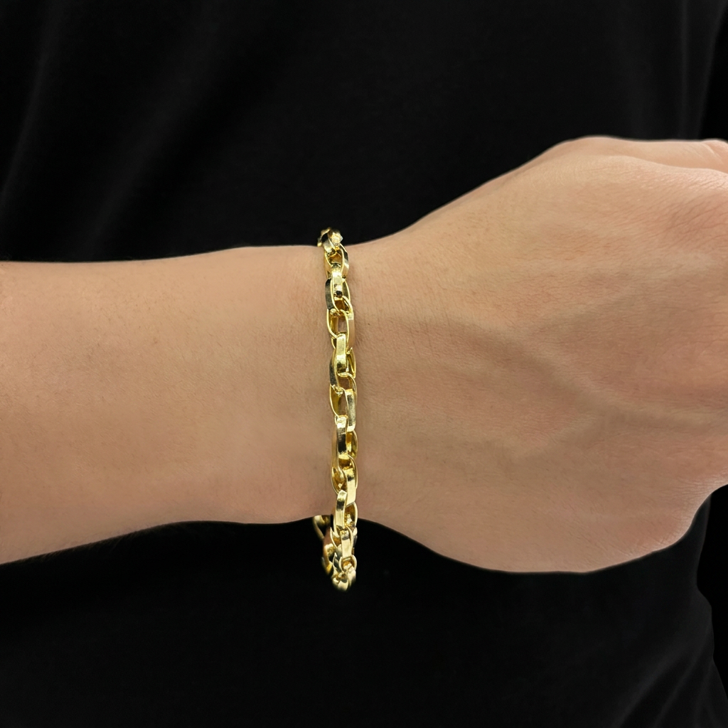 PULSEIRA ELO DUPLO 5MM - 21CM - BANHADO A OURO 18K