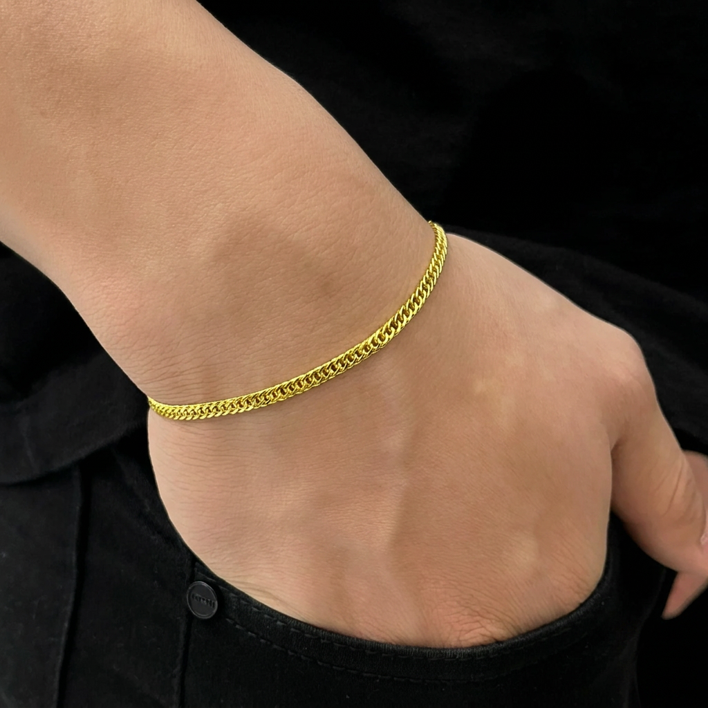 PULSEIRA GRUMET 3MM - 21CM (FECHO ITALIANO) - BANHADO A OURO 18K