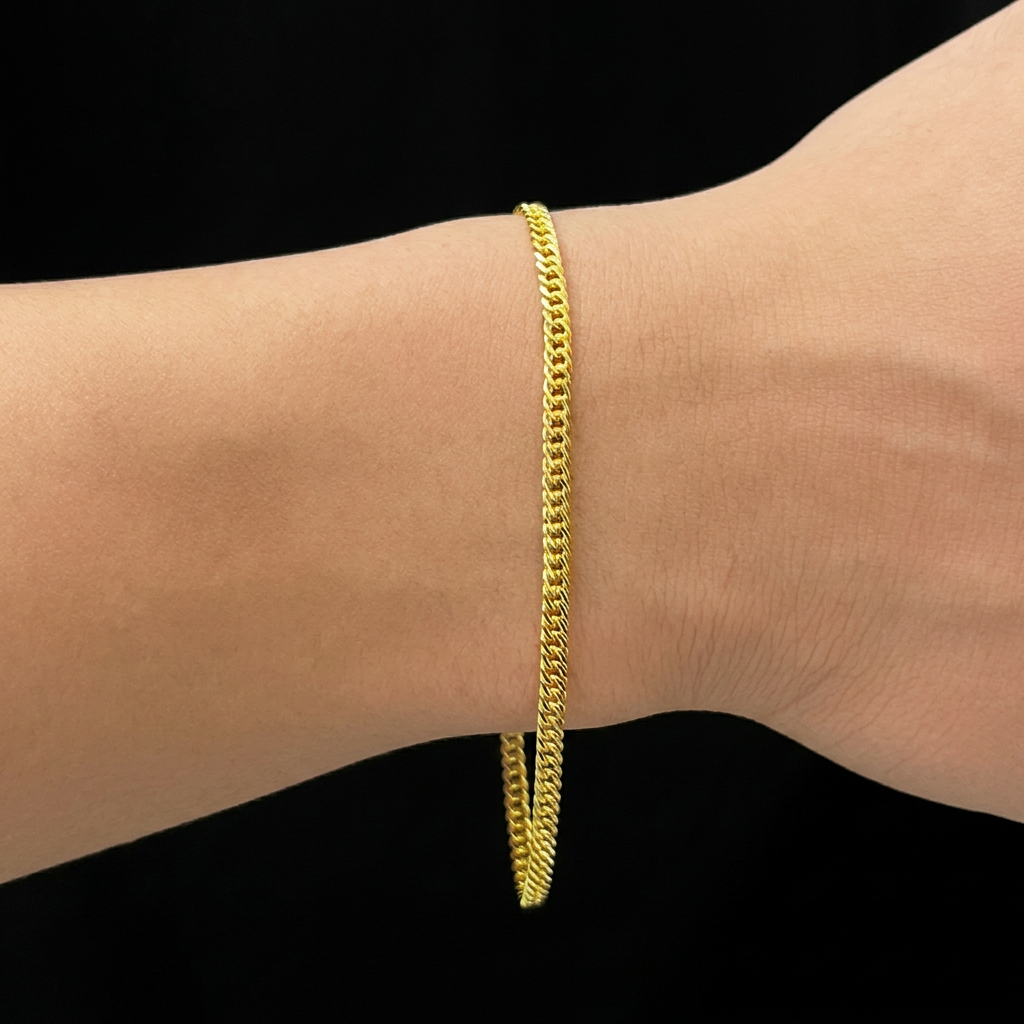 PULSEIRA GRUMET 3MM - 21CM (FECHO ITALIANO) - BANHADO A OURO 18K