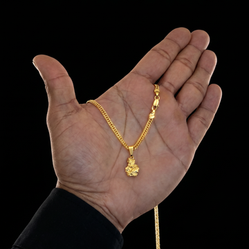 CORRENTE GRUMET 3MM - 70CM + PINGENTE PEPITA PEQUENA - 1,5CM - BANHADO A OURO 18K